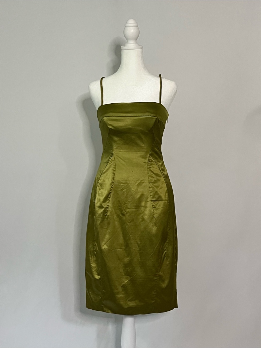 Vintage Y2K Moschino Women’s Mini Dress Chartreuse Green Satin US 6 NWT